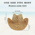 thumbnail image 4 of Women Straw Wide Brim Cowboy Hats, Western Cowgirl Hat for Holiday, Foldable Vacation Beach Sun Hat for Summer, 4 of 6