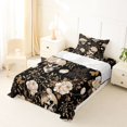 thumbnail image 5 of Homewish Gothic Halloween Skull Twin Sheets,Vintage Baroque Floral Bedding,Black Golden,3-Piece,1 Fitted Sheet and 1 Pillowcase, 5 of 6