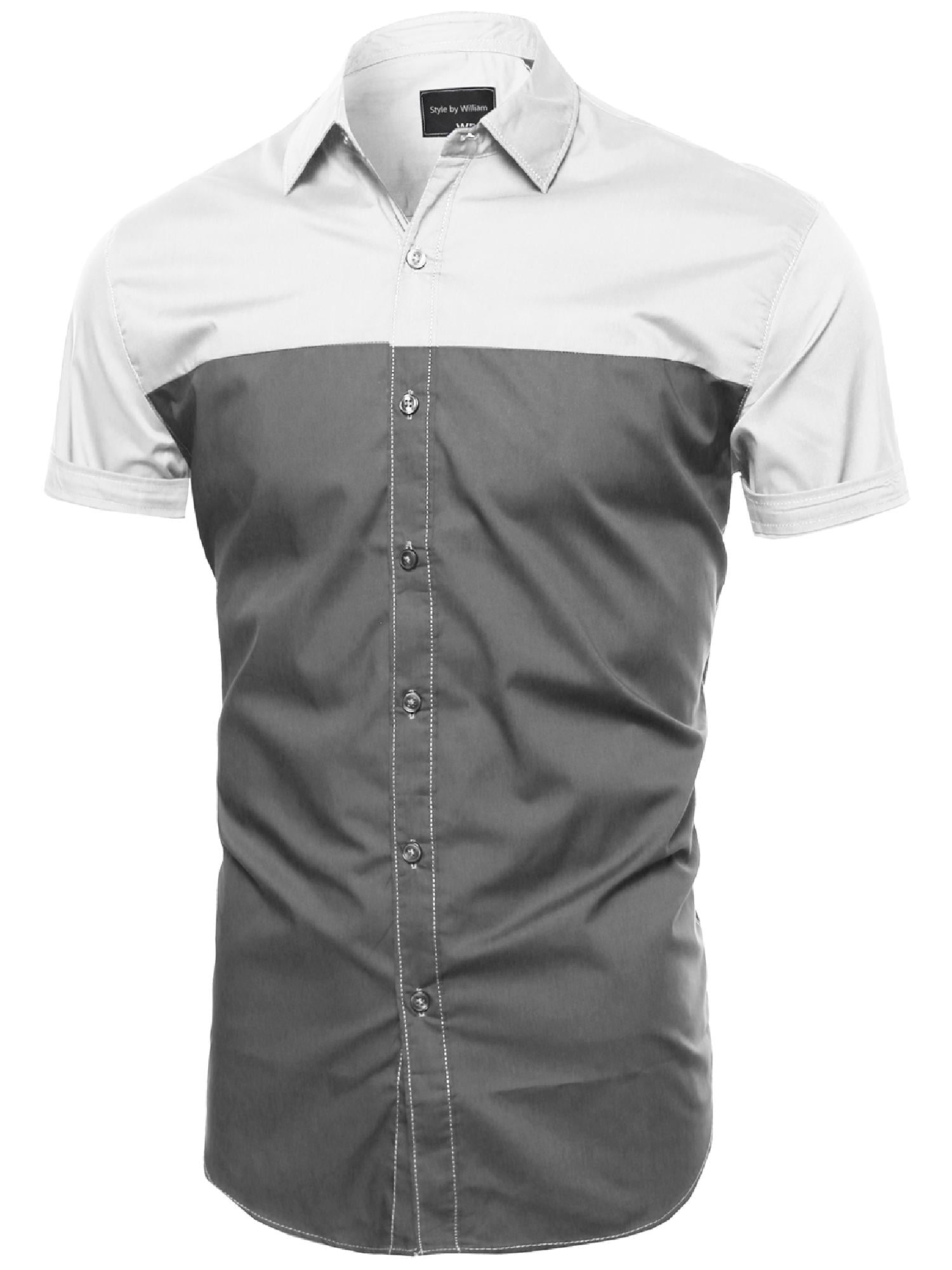 color block button down shirt