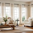 thumbnail image 2 of Cortinas Jinchan, mezcla de lino, color beige, 240 x 245 cm, 2 paneles, 2 of 7