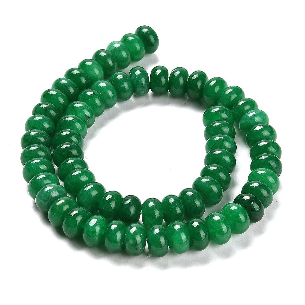 Dyed Natural White Jade Beads Strands Rondelle Green 10x6mm Hole: 1mm about 61pcs/strand 15.20 inch(38.6cm)