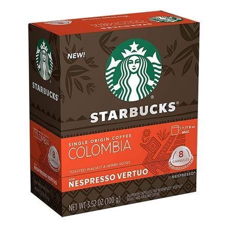 Starbucks Coffee Nespresso Capsules, Colombia Single-Origin Coffee, Medium Roast, For Nespresso Vertuo Machines, 8 Ct Capsules Per Box (Pack Of 1 Box)