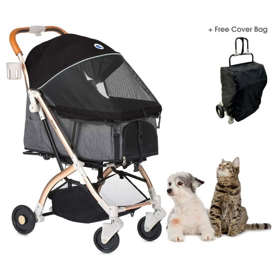 HPZ Rover Lite Travel Dog, Cat & Pet Stroller, Black