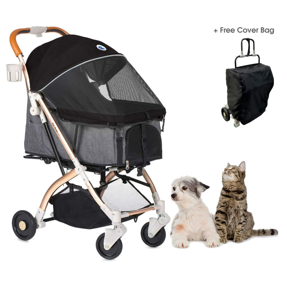 HPZ Rover Lite Travel Dog, Cat & Pet Stroller, Black