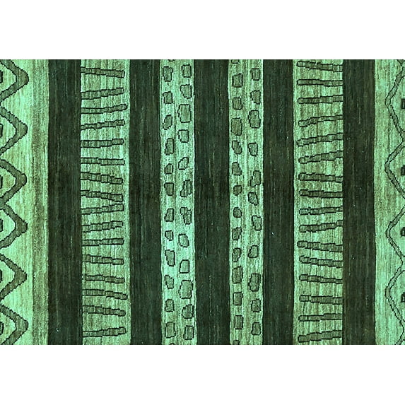 Ahgly Company Machine Washable Indoor Rectangle Abstract Turquoise Blue Modern Area Rugs, 4' x 6'