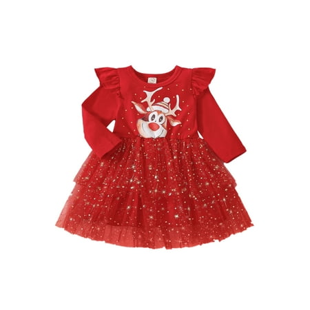 

Toddler Baby Girl Christmas Party Tulle Dress Infant Long Sleeve Belt Mesh Lovely Dress A Line Princess Dresses Clothes Outwear