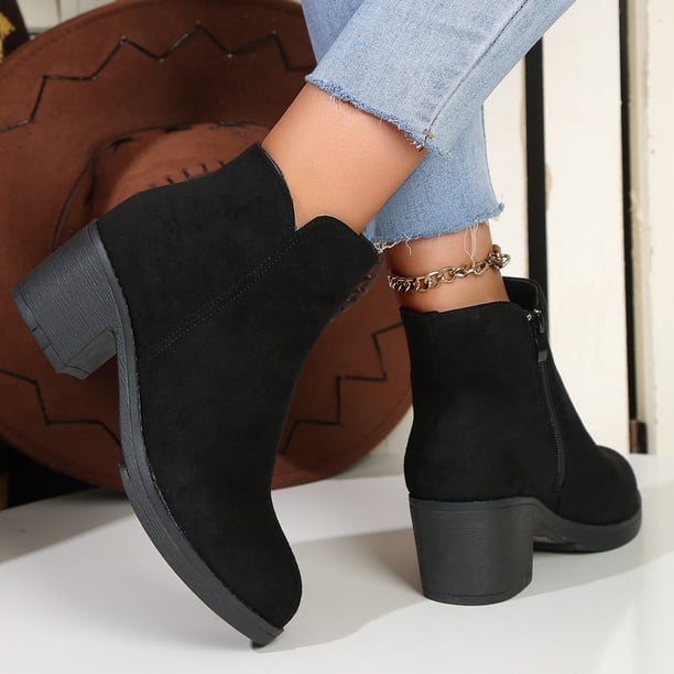Lovskoo Women's Ankle Boots Closed Toe Comfortable Round Toe Thick