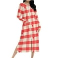 thumbnail image 2 of SDNall Womens Christmas Plaid Print Nightgown, Raglan Long Sleeve Zip-Front Robe with Pockets, 2 of 9
