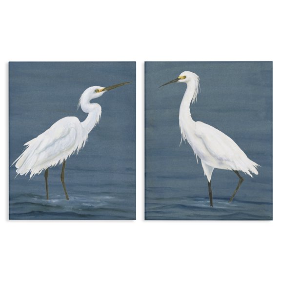 Stupell Industries Cottage White Egrets on Shore 2pc Canvas Art Set, 16 x 20 each, by Michael Willett