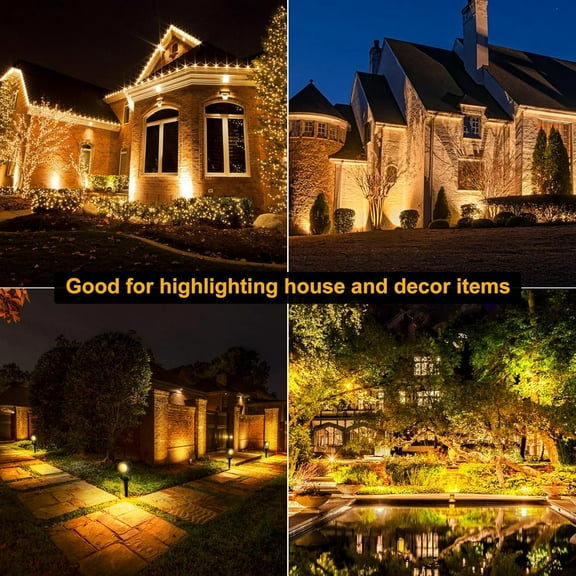 LED Spotlights Outdoor,Low Voltage Landscape Lighting IP65 Waterproof with US Plug, 3000K Warm White Outdoor Spot Lights for Yard Flag Pole House Garden Tree(8-in-1)