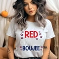 thumbnail image 2 of Red White & Boujee Graphic T-Shirt – Patriotic Stars Women’s Tee, Heliconia, Size S, 2 of 6