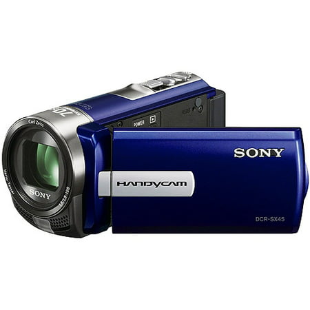 Sony Handycam DCR-SX45 Blue, Standard Definition Compact Camcorder, 70x Zoom, 3u0022 LCD