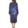 thumbnail image 2 of Yuyamidu Wolf Womens Robes Lightweight Long Sleeves Bathrobe Starry Sky Long Sleepwear Soft Mid-Length Robe Nightgrown Wedding Party Loungewear Size 2XL, Purple, 2 of 7