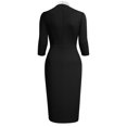 thumbnail image 2 of GRACEART Vintage Women's Retro Ruched Dress Clergy Women Pencil Dress With Stand Collar, 2 of 6