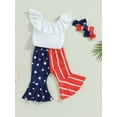 thumbnail image 3 of Wassery Baby Girls Pants Set Sleeveless 4th of July Outfits Ruffled Romper with Stars Striped Flare Pants and Headband 3M 6M 12M 18M Infant Summer Independence Day Outfit, 3 of 7
