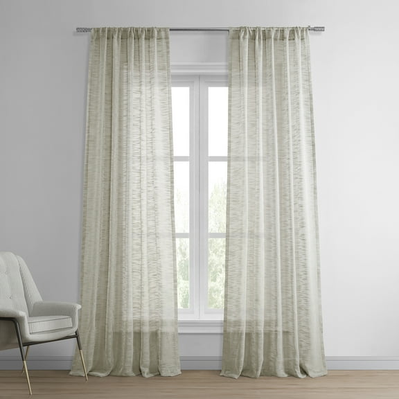 Open Weave Natural Linen Sheer Curtain (1 Panel), Open Weave Natural, 50W X 84L