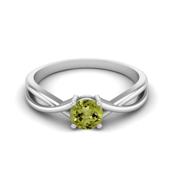 Mooneye 0.50 Ctw Round Peridot Solitaire 925 Sterling Silver Split Shank Valentines Day Gifts Ring