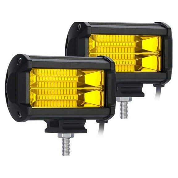 2X 5 Inch 72W LED Work Lights Waterproof Road Pod Fog Lights Yellow Lamps for Trucks ATV UTV Boat Golf Cart