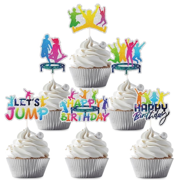 Decoraciones para Cupcakes LECAKTO 18 Piezas Fiesta de Salto y Trampolín