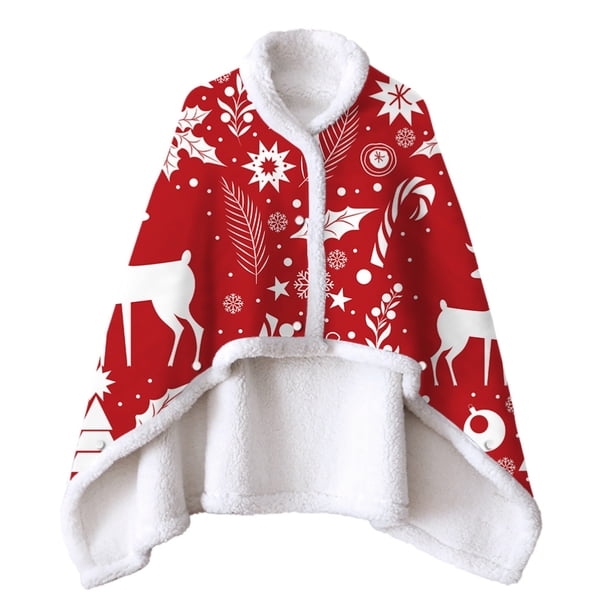 De Doble Cara, Manta Navideña Con Estampado 3D, Cárdigan Cálido, Capa, Manta Portátil, Manta De Felpa, Funda Envolvente Advancent HA040514-02