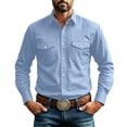 thumbnail image 4 of LODIENY Men Button Down Collared Shirts Long Sleeve Lightweight Regular Fit Business Work Shirt with Flap Pockets Light Blue M, 4 of 8