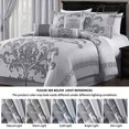 thumbnail image 3 of Chezmoi Collection 7-Piece Jacquard Floral Comforter Set (Queen, Silver/Gray), 3 of 9