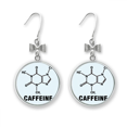 thumbnail image 1 of Checal Caffeine Substance Molecule Bow Earrings Drop Stud Pierced Hook, 1 of 3