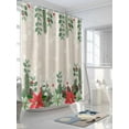 thumbnail image 3 of Christmas Poinsettia Long Shower Curtain Set, Waterproof Shower Curtains for Bathroom, Xmas Eucalyptus Botanical Vintage Washable Fabric Cloth Bath Curtain for Bathtub with Hooks 72x84 Inches, 3 of 6