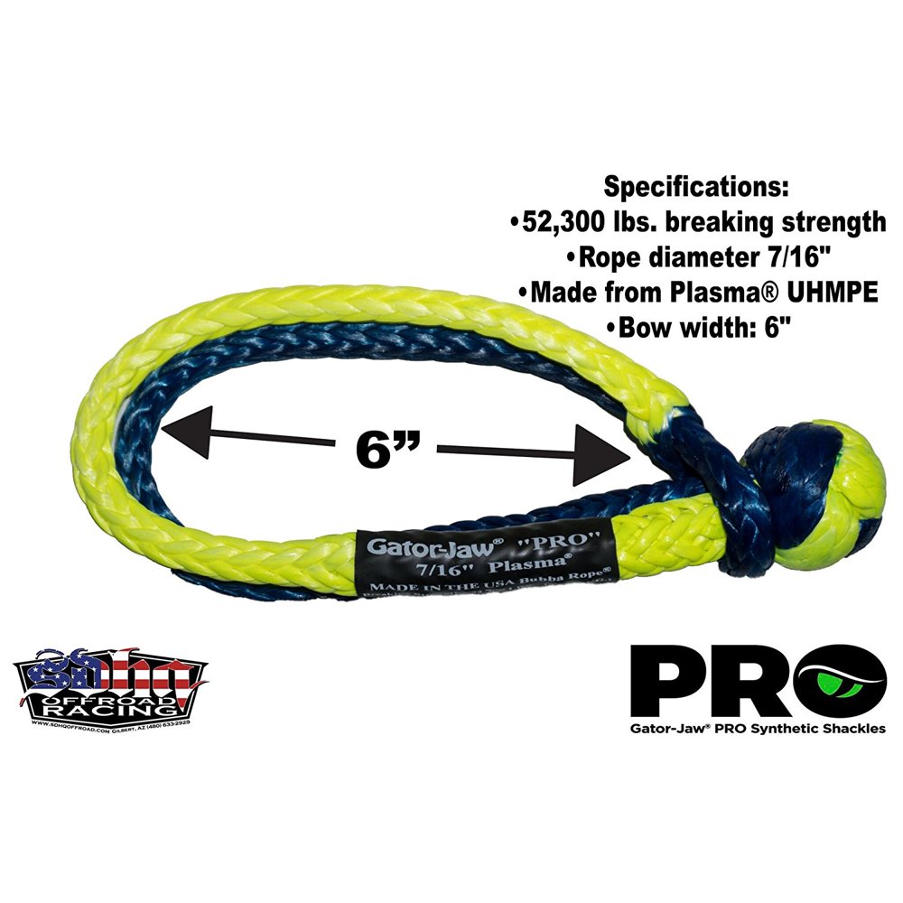 Bubba Rope 176745PRO GatorJaw Synthetic Soft Shackle 52,300LB Breaking