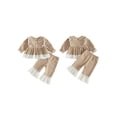 thumbnail image 2 of Loicainy Baby Toddler Girl Plaid Outfits 3 6 12 18 24 Months 2T 3T Long Sleeve Lace Trim Doll Collar Tops Flared Pants Clothes Set, 2 of 9