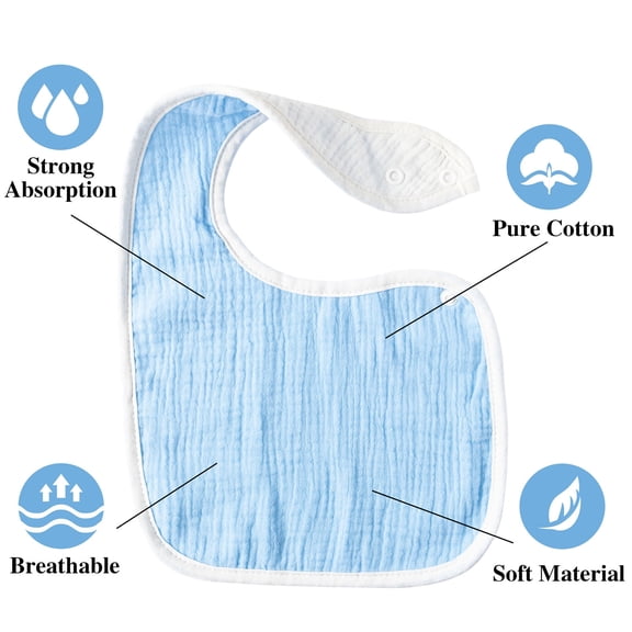 Haooryx Cotton Baby Bibs, Soft Absorbent Drool Bibs,6 Pack