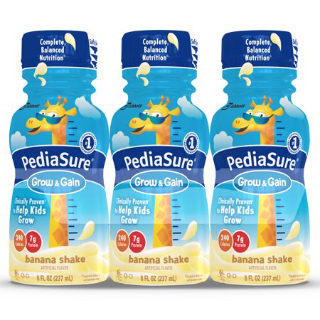 PediaSure Grow & Gain Nutrition Shake For Kids, Banana, 8 fl oz (Pack of 24)