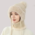 thumbnail image 2 of Bibifish Womens 2 In 1 Scarf Hat Sets Knitted Hat And Neck Warmer Winter Outdoor Cycling Windproof Thickened Onepiece Neck Scarf Sets For Ladies, 2 of 3
