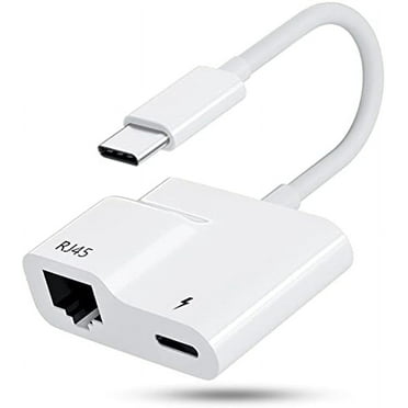 USB C to Ethernet Adapter,Type C ethernet Adapter RJ45 100Mbps Ethernet Network Adapter with 60W Charger Port Compatible with MacBook Pro/Air, iPad Pro, Plug and Play