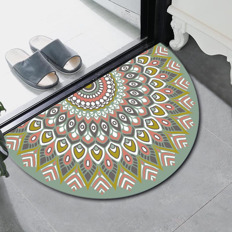 LOHIN Semicircular Floor Carpet Mat Half Round Entrance Door Rug Non