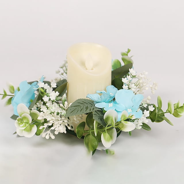 asddcavvf Hydrangea Candle Rings Wreaths Floral Candle Ring Candlerings for Pillar Candle Event Table Cloth