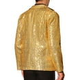 thumbnail image 3 of Blazer de lentejuelas INSPIRE CHIC para hombres, con solapa de pico, color bloque, brillante y reluciente, abrigo deportivo 2XL dorado, 3 of 5