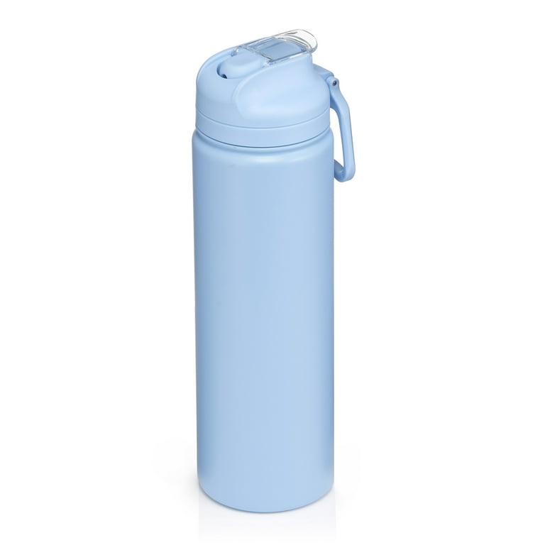 Mainstays Solid Print Insulated Stainless Steel Water Bottle with Flip-Top Lid - Blue Essence - 24 fl oz