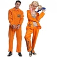 thumbnail image 1 of Mono de disfraz de fiesta de Halloween para hombre y mujer grande, pareja de prisioneros naranjas, 1 of 4