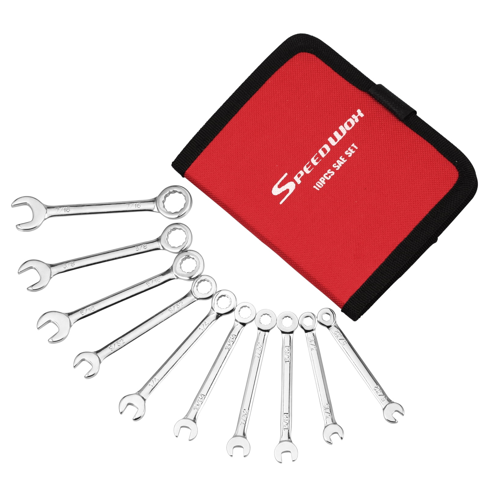SPEEDWOX Mini Combination Wrench Spanner Set 10 Pcs Small SAE Ignition Wrench Set Mirror Polished Finish With Bag