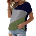 thumbnail image 2 of Langwyqu Womens Color Block Short Sleeve Tops Casual Summer T-Shirt, 2 of 3