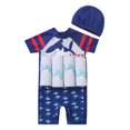 thumbnail image 1 of Traje de baño flotante para niños con sombrero, traje de baño de dibujos animados suave y ligero, traje de baño con flotabilidad para regalo, piscinas 90, 1 of 8