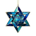 thumbnail image 2 of DAMAI Handcrafted Star of David Glass Hanukkah Suncatcher, Jewish Star Gifts for Women Men - Hanukkah Home Kitchen Nursery Christmas Decorations, 2D Flat Acrylic Ornament Window Hanging, 2 of 8