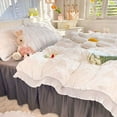 Kawaii Princess Seersucker Bedding Set Luxury Solid Color Duvet Cover