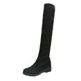 thumbnail image 2 of Knee High Boots Women Knit Flat Heel Mid Calf Knee High Booties Pull On 2025 Trendy Stretchy Round Toe Winter Boots, 2 of 9