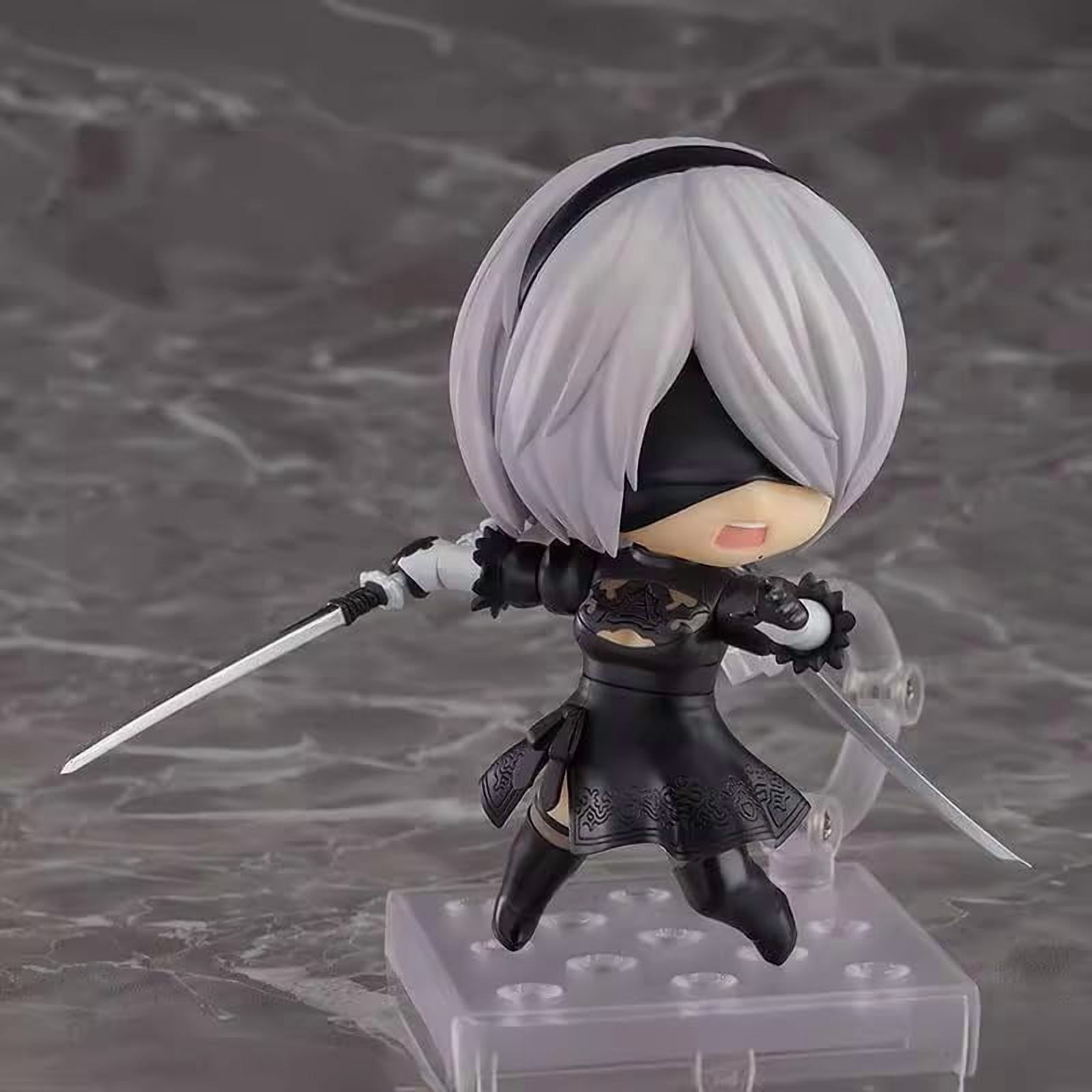New Yorha 2B Figure, Q Version Fighting Movable Yorha No.2 Type B Anime Figure 10cm/3.9inch PVC Character Figurine Cosplay Model Handicrafts Gift