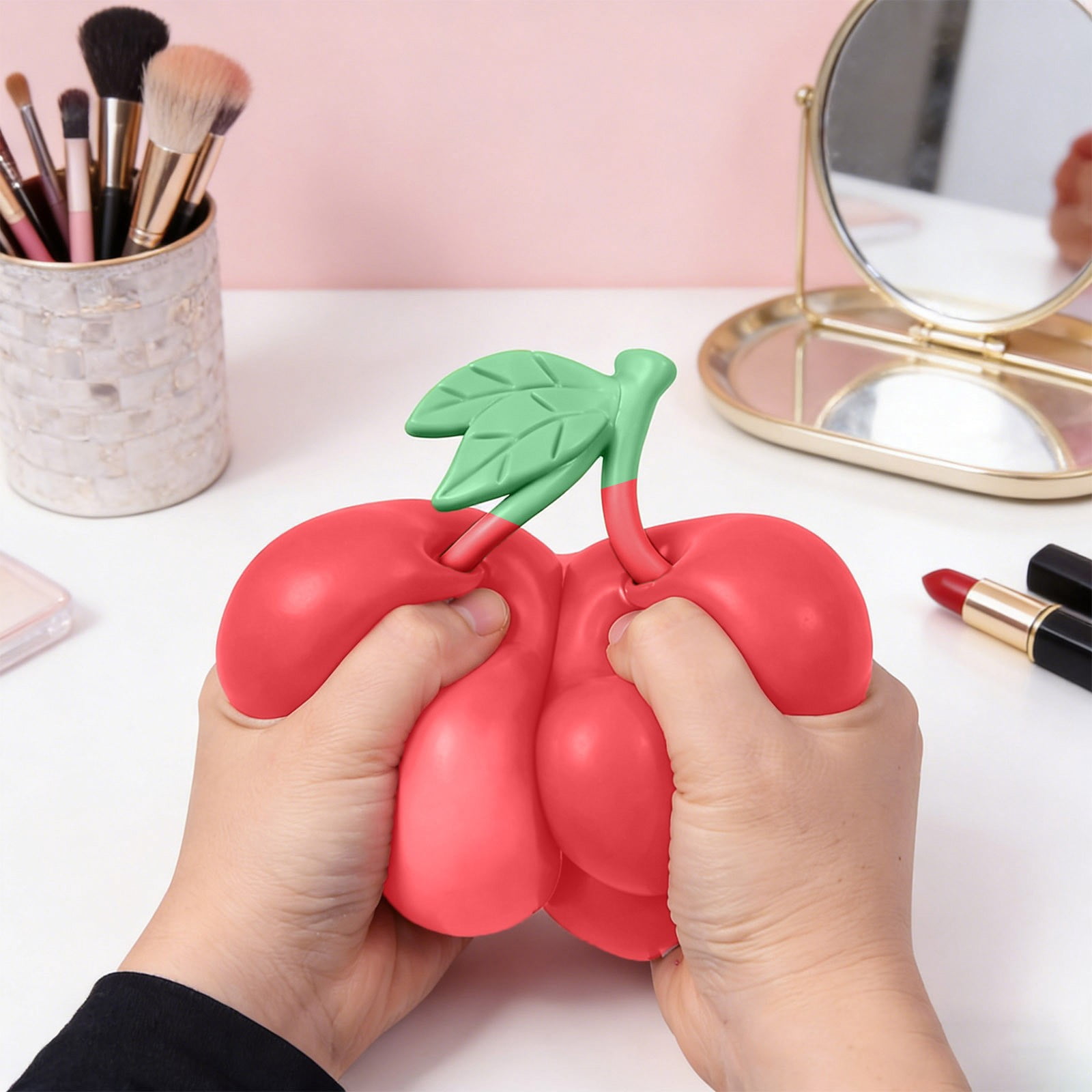ZhangC Cherries Squishies Squeeze Ball, Giant fruit Stress Relief Ball, Party Gifts for Friends and Easter Basket Stuffers