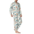 thumbnail image 2 of KLL Eiffel Tower Sleepwear Mens Flannel Pajamas,Long Cotton Pj Set, 2 of 7