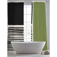 thumbnail image 5 of Sage Green Black Sheer Curtains 84 Inch Length 2 Panels Set Window Treatments, Farmhouse Striped Modern Abstract Art Rod Pocket Semi Curtains for Living Room/Bedroom/Kitchen Décor, 104"W x 84"L, 5 of 7