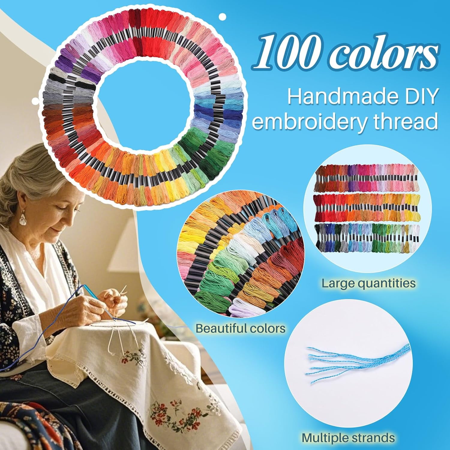 Punch Needle Kit, Punch Needle Tool, Embroidery Thread and Hoops, Punch Needles Kit for Beginners
